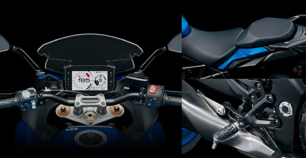 Foto de detalhes da moto da Suzuki